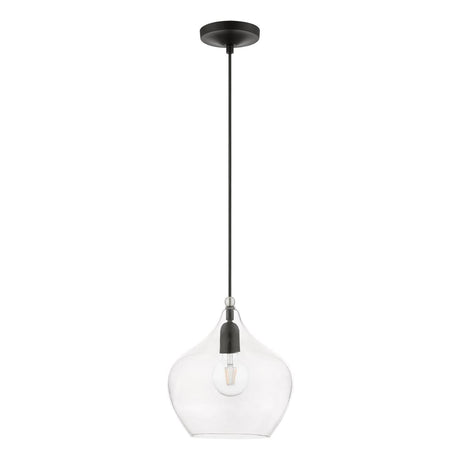 Livex Lighting 49093-04 Aldrich Pendant Black with Brushed Nickel Accent