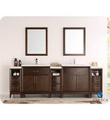 Fresca FVN21-96AC Fresca Cambridge 96" Antique Coffee Double Sink Traditional Bathroom Vanity w/ Mirrors