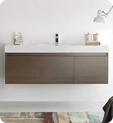 Fresca FCB8041GO Fresca Mezzo 60" Gray Oak Wall Hung Single Sink Modern Bathroom Cabinet