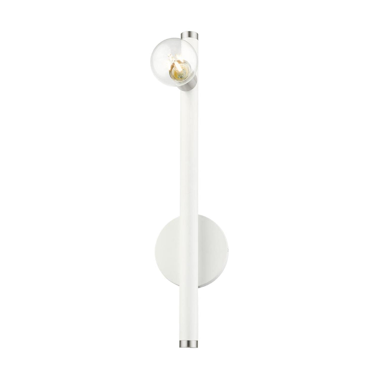 Livex Lighting Bannister 1 Light Wall Sconce White Finish with Brushed Nickel Finish Accents