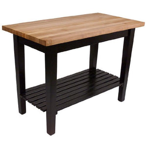 John Boos C4824-D-S-BK Classic Country Kitchen Work Table, 48" W X 24" D 35" H with 1.75" Thick Top, Cream Finish, Black Painted Base