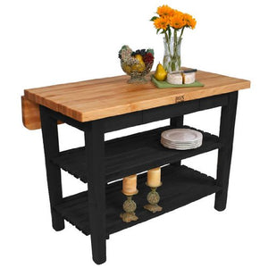 John Boos KIB03-BK Kitchen Island Bar w/Drop Leaf - 48