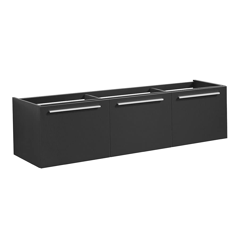 Fresca FCB8093BW Fresca Vista 60" Black Wall Hung Single Sink Modern Bathroom Cabinet