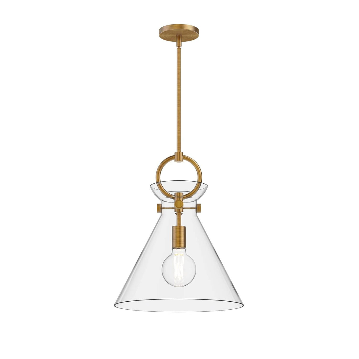 Alora PD412514AGCL EMERSON 14" PENDANT AGED GOLD CLEAR GLASS E26 60W