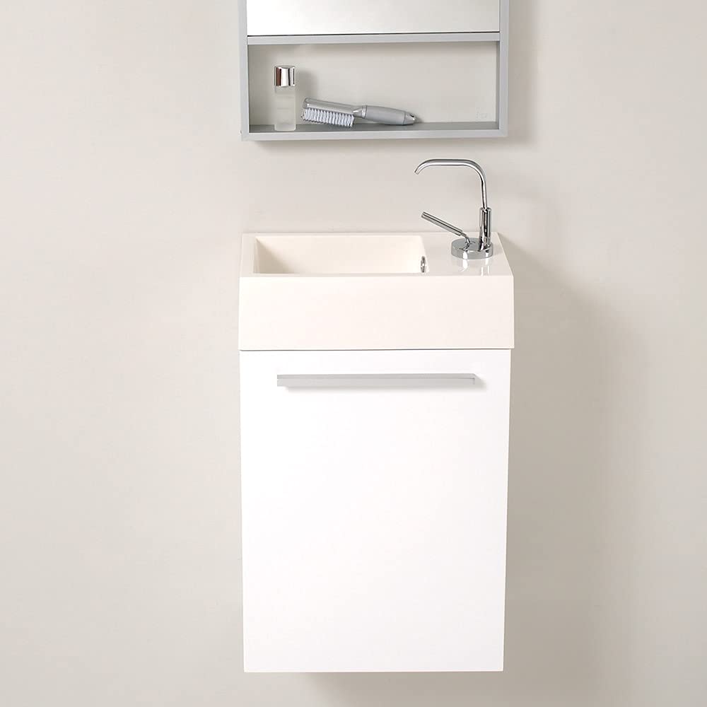 Fresca FCB8002WH-I Fresca Pulito 16" Small White Modern Bathroom Vanity w/ Integrated Sink