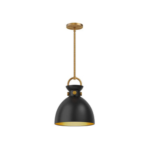 Alora PD411311AGMB WALDO 11" PENDANT AGED GOLD MATTE BLACK E26 60W