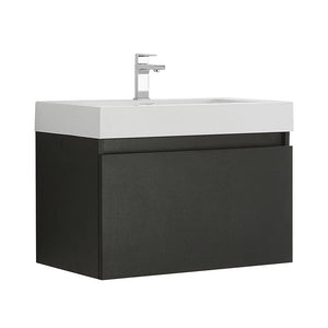 Fresca FCB8007BW-I Fresca Mezzo 30" Black Wall Hung Modern Bathroom Cabinet w/ Integrated Sink