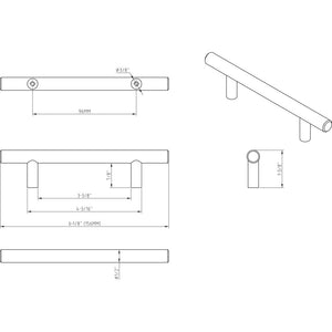 Elements 156DBB 96 mm Center-to-Center Dark Brushed Bronze Naples Cabinet Bar Pull