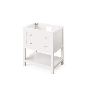Jeffrey Alexander VKITAST30WHBOR 30" White Astoria Vanity, Boulder Cultured Marble Vanity Top, undermount rectangle bowl