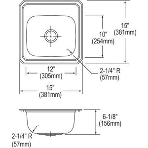 Elkay BCR150 Sink, 1.25, Stainless Steel