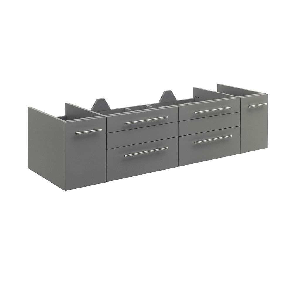 Fresca FCB6160GR-UNS Fresca Lucera 60" Gray Wall Hung Single Undermount Sink Modern Bathroom Cabinet