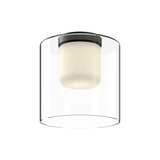 Kuzco FM53509-BK/CL BIRCH 9" FLUSH MOUNT TEXTURED BLACK CLEAR GLASS 120V ELV LED 3000K 90CRI 13W