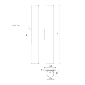 Kuzco VL61224-CH LED VAN (LONGITUDE) 27W CH