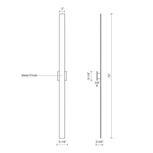 Kuzco AT7972-BK VESTA 72" AT Black 120V ELV LED 3000K 90CRI 92W