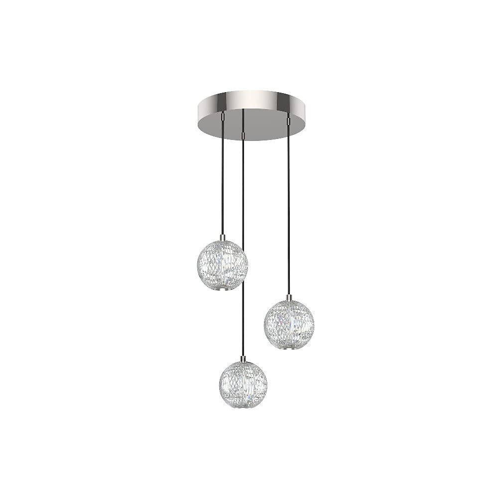 Alora MP321203PN MARNI LED 3 LIGHT MULTI PENDANT POLISHED NICKEL 13W 120VAC WITH LED DRIVER 3000K 90CRI