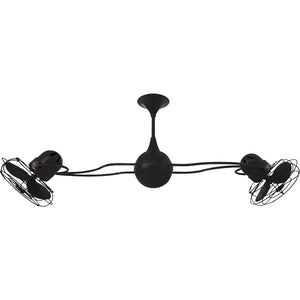 Matthews Fan IV-BK-MTL Italo Ventania 360° dual headed rotational ceiling fan in Matte Black finish with metal blades.