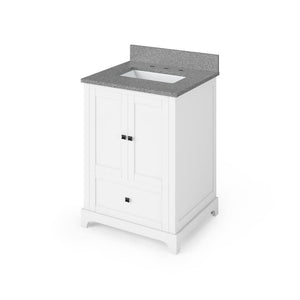 Jeffrey Alexander VKITADD24WHSGR 24" White Addington Vanity, Steel Grey Cultured Marble Vanity Top, undermount rectangle bowl
