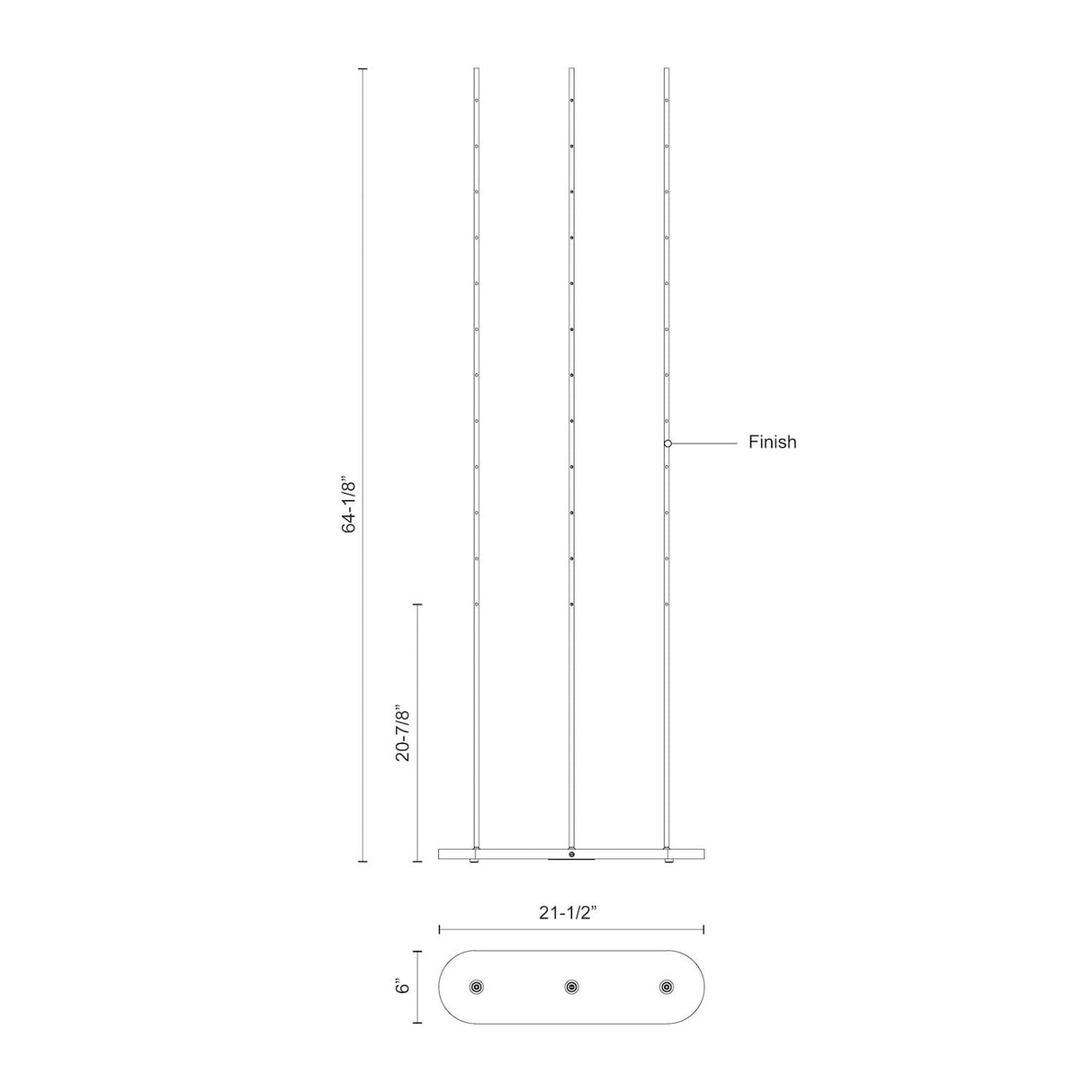 Kuzco FL46948-BK REEDS 48" FL Black 120V Touch dimmer LED 3000K 90CRI 20W