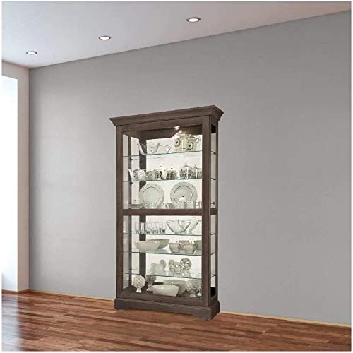 Howard Miller Tyler VI Curio Cabinet 680-638 - Aged Auburn Finish Home Decor, Six Glass Shelves, Seven Level Display Case, Locking Slide Door, No-Reach Light