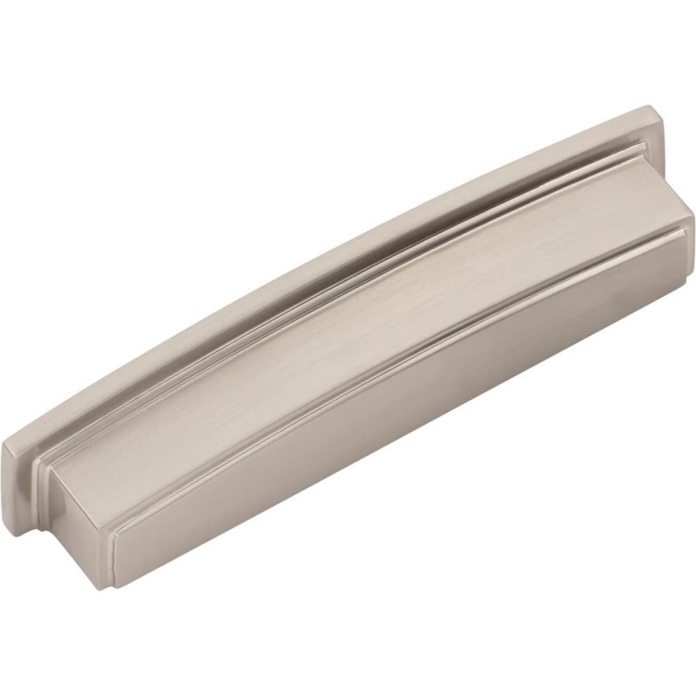Jeffrey Alexander 141-128SN 128 mm Center Satin Nickel Square-to-Center Square Renzo Cabinet Cup Pull