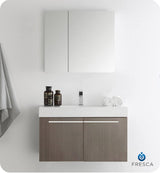 Fresca FVN8090GO Fresca Vista 36" Gray Oak Modern Bathroom Vanity w/ Medicine Cabinet