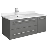 Fresca FCB6136GR-UNS-L-CWH-U Fresca Lucera 36" Gray Wall Hung Modern Bathroom Cabinet w/ Top & Undermount Sink - Left Version