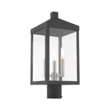 Livex Lighting 3 Light Black Outdoor Post Top Lantern Nickel