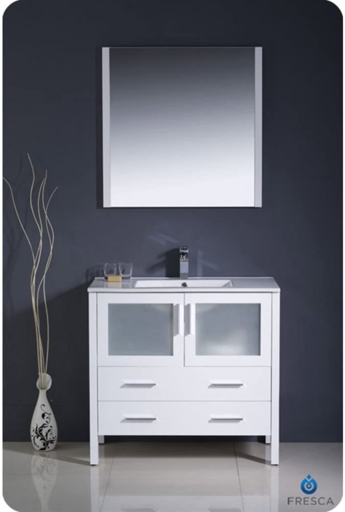 Fresca FCB6236WH-I Fresca Torino 36" White Modern Bathroom Cabinet w/ Integrated Sink