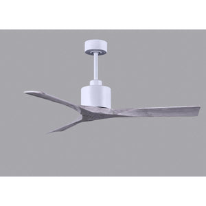 Matthews Fan NK-MWH-BW-52 Nan 6-speed ceiling fan in Matte White finish with 52” solid barn wood tone wood blades