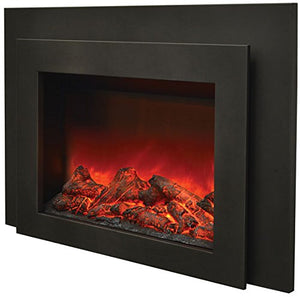 Amantii INS-FM-34 Insert Series - 34" Electric Fireplace Insert with Black Steel Surround and Overlay