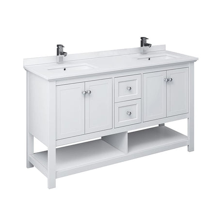 Fresca FCB2360VG-D-CWH-U Double Sink Cabinet with Sinks