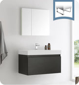 Fresca FVN8008BW Fresca Mezzo 36" Black Wall Hung Modern Bathroom Vanity w/ Medicine Cabinet