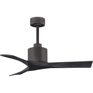 Matthews Fan NK-TB-BK-42 Nan 6-speed ceiling fan in Textured Bronze finish with 42” solid matte black wood blades