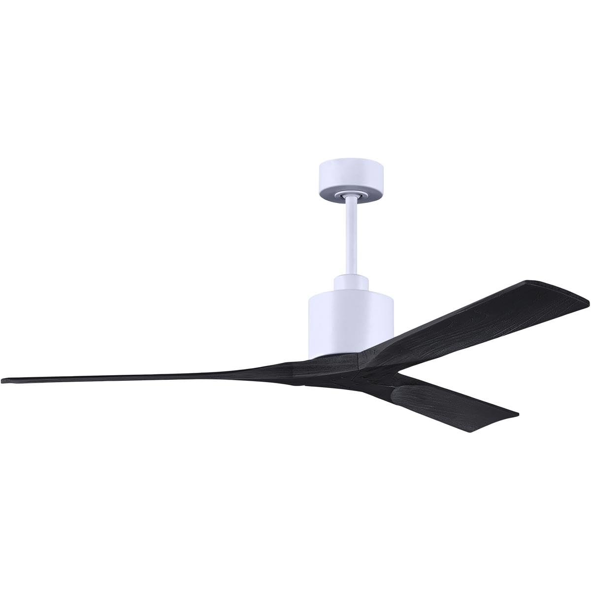 Matthews Fan NK-MWH-BK-60 Nan 6-speed ceiling fan in Matte White finish with 60” solid matte black wood blades