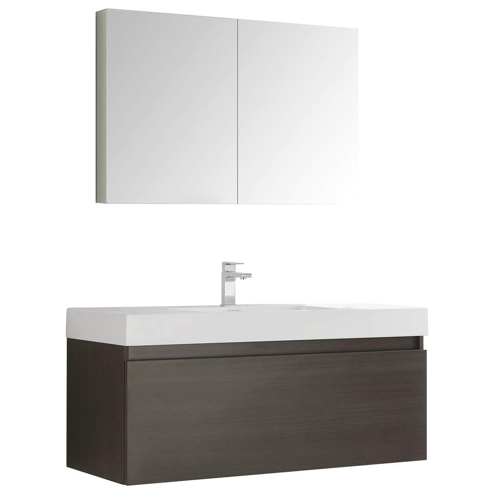 Fresca FVN8011GO Fresca Mezzo 48" Gray Oak Wall Hung Modern Bathroom Vanity w/ Medicine Cabinet