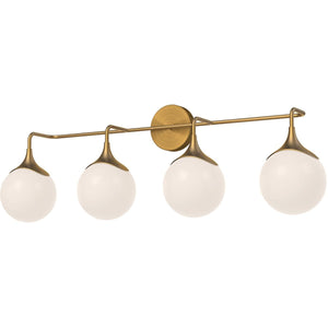 Alora VL505136AGOP NOUVEAU 35" VL AGED BRASS MATTE OPAL GLASS 4X40W E12