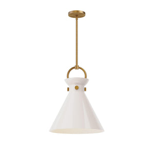 Alora PD412514AGGO EMERSON 14" PENDANT AGED GOLD GLOSSY OPAL GLASS E26 60W