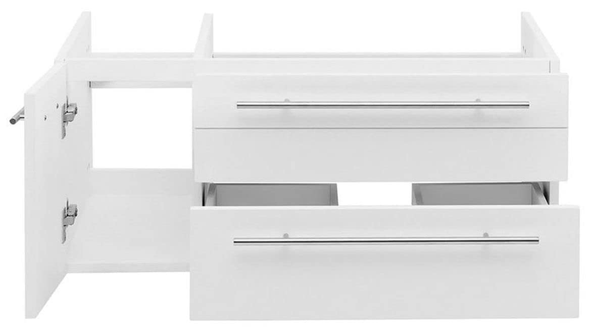 Fresca FCB6136WH-VSL-R Fresca Lucera 36" White Wall Hung Vessel Sink Modern Bathroom Cabinet - Right Version