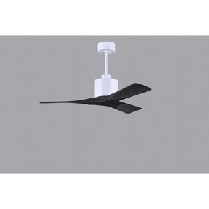Matthews Fan NK-MWH-BK-42 Nan 6-speed ceiling fan in Matte White finish with 42” solid matte black wood blades