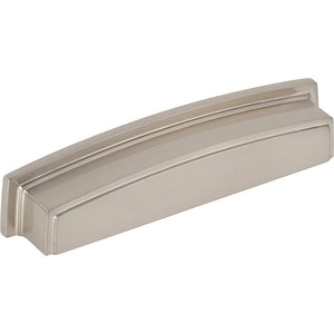 Jeffrey Alexander 141-128SN 128 mm Center Satin Nickel Square-to-Center Square Renzo Cabinet Cup Pull