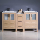 Fresca FCB62-241224GO-I Fresca Torino 60" Gray Oak Modern Double Sink Bathroom Cabinets w/ Integrated Sinks