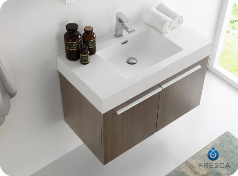 Fresca FVN8090GO Fresca Vista 36" Gray Oak Modern Bathroom Vanity w/ Medicine Cabinet