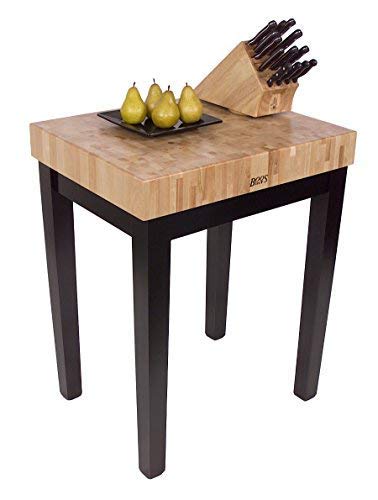 John Boos CU-CB3024-UG 30"L x24"D Chef's Block - 4" End-Grain Maple Butcher Block, 36" Tall, Gray Stained Base