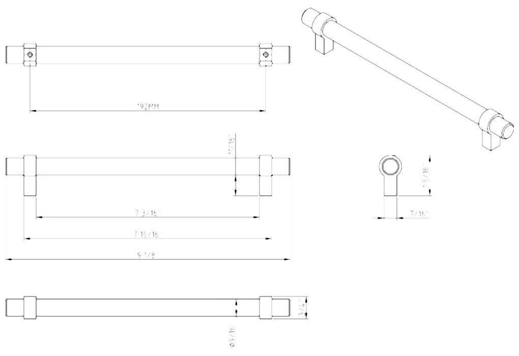 Jeffrey Alexander 5192SN 192 mm Center-to-Center Satin Nickel Key Grande Cabinet Bar Pull