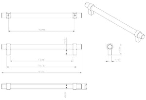 Jeffrey Alexander 5192SN 192 mm Center-to-Center Satin Nickel Key Grande Cabinet Bar Pull