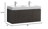 Fresca FCB8348GO-D-I Fresca Valencia 48" Gray Oak Wall Hung Double Sink Modern Bathroom Vanity