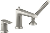 KOHLER 97070-4-Bn Hint Single-Handle Deck Mount Bath Faucet with Hand Shower, Brushed Nickel