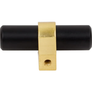 Jeffrey Alexander 51MBBG 2" Overall Length Matte Black with Brushed Gold Key Grande Cabinet "T" Knob