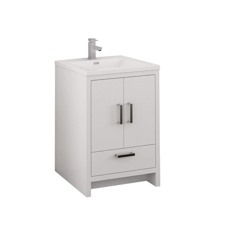 Fresca FCB9424WH-I Fresca Imperia 24" Glossy White Free Standing Modern Bathroom Cabinet w/ Integrated Sink