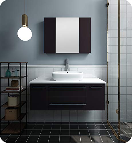 Fresca FCB6142ES-VSL Fresca Lucera 42" Espresso Wall Hung Vessel Sink Modern Bathroom Cabinet